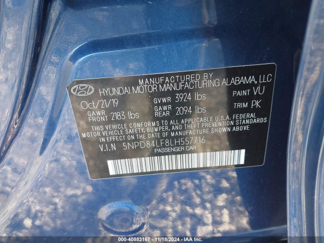 Hyundai ELANTRA SEL 2020 5NPD84LF8LH557716 Image 9