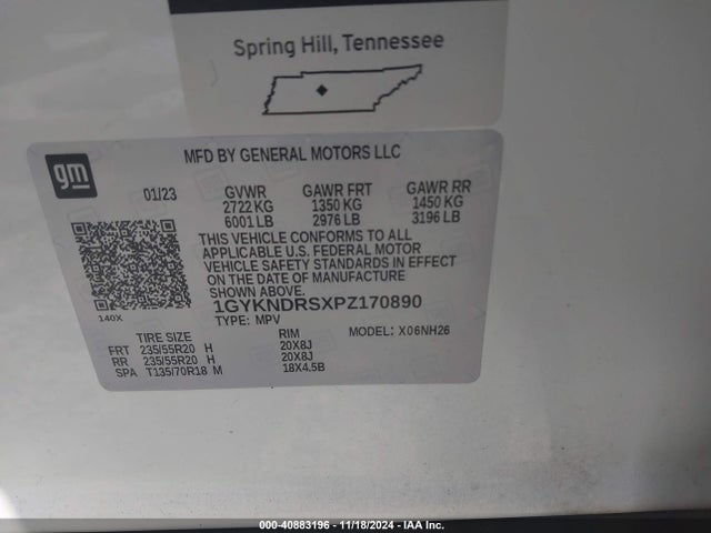 1GYKNDRSXPZ170890 Cadillac Xt5 Awd Premium Luxury