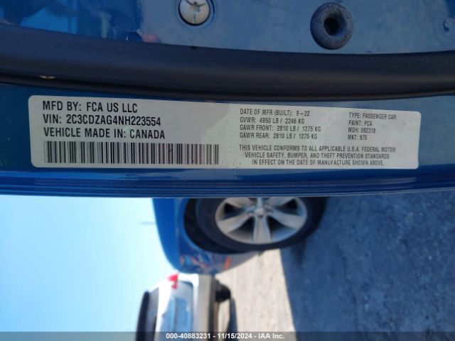 2C3CDZAG4NH223554 Dodge Challenger Sxt