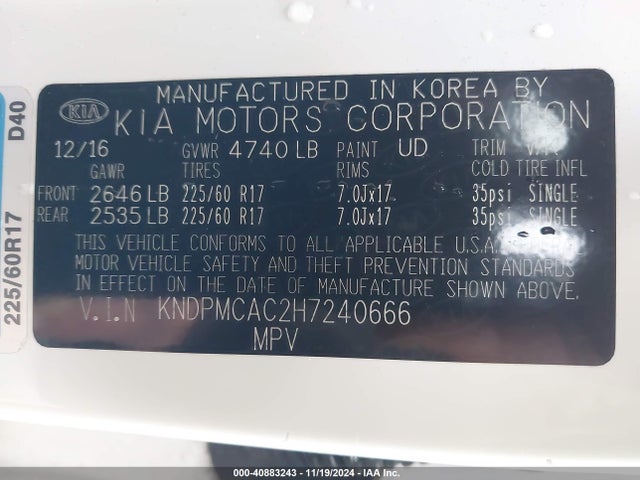 KIA Sportage Lx 2017 KNDPMCAC2H7240666 Image 9