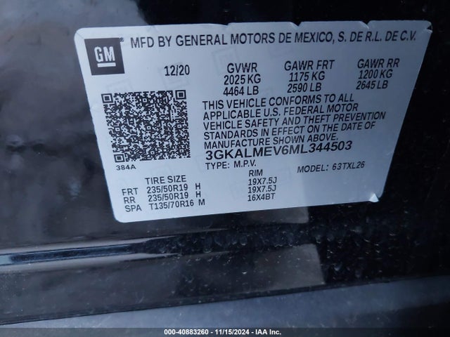3GKALMEV6ML344503 GMC Terrain Fwd Sle