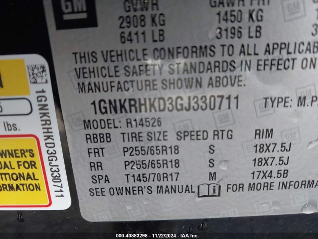 Chevrolet Traverse 2lt 2016 1GNKRHKD3GJ330711 Image 9