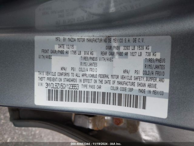 3MYDLBZV5GY123653 Scion IA