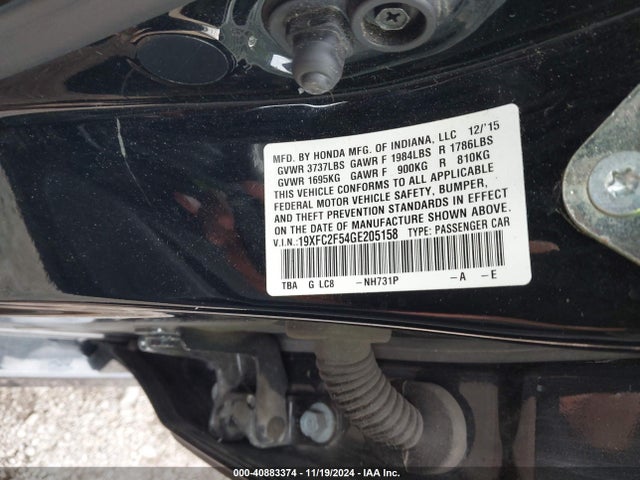 Honda Civic Lx 2016 19XFC2F54GE205158 Image 9