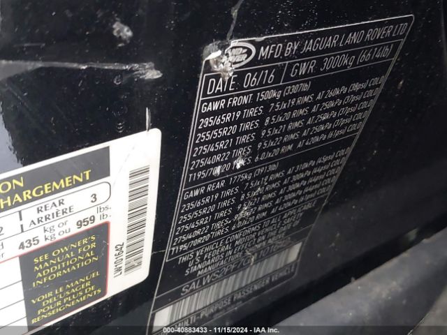 SALWS2PF7GA101642 Land Rover Range Rover Sport 3.0l V6 Supercharged Hse