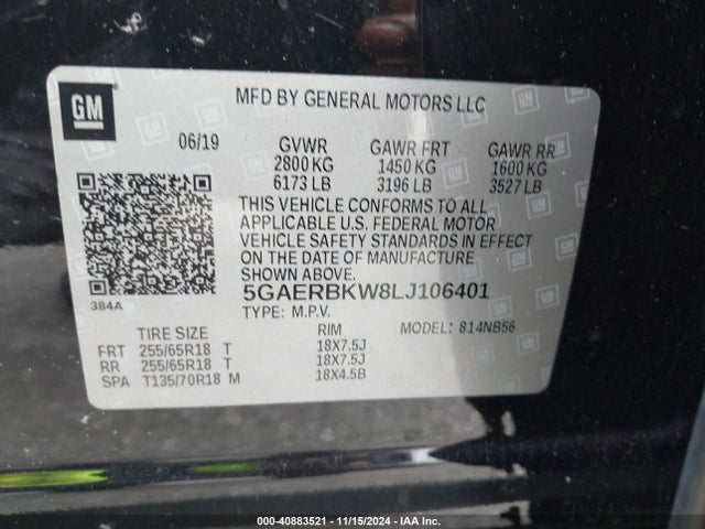 5GAERBKW8LJ106401 Buick Enclave Fwd Essence