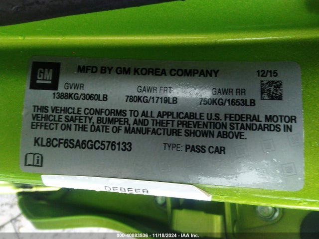 Chevrolet Spark 2lt Cvt 2016 KL8CF6SA6GC576133 Image 9