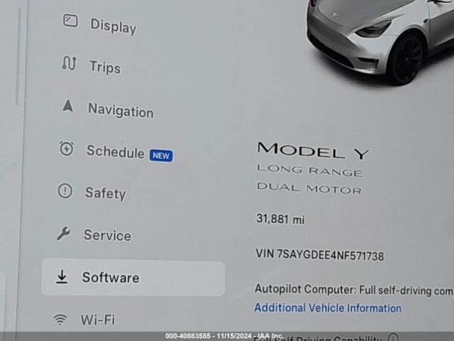7SAYGDEE4NF571738 Tesla Model Y Long Range Dual Motor All-wheel Drive