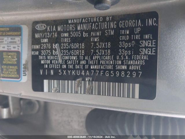 5XYKU4A77FG598297 KIA Sorento Ex V6