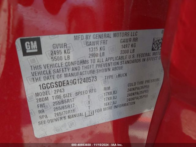 1GCGSDEA9G1240573 Chevrolet Colorado Z71