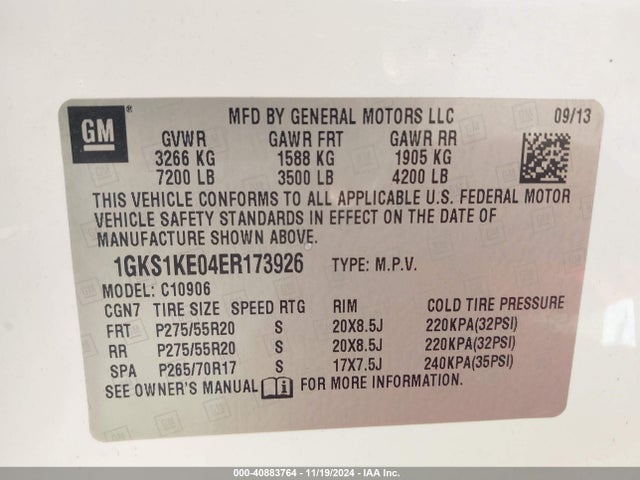 1GKS1KE04ER173926 GMC Yukon Xl 1500 Slt
