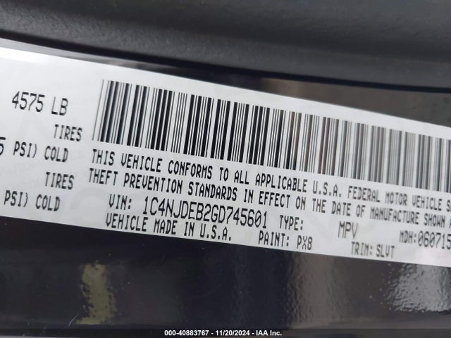 1C4NJDEB2GD745601 Jeep Compass High Altitude Edition