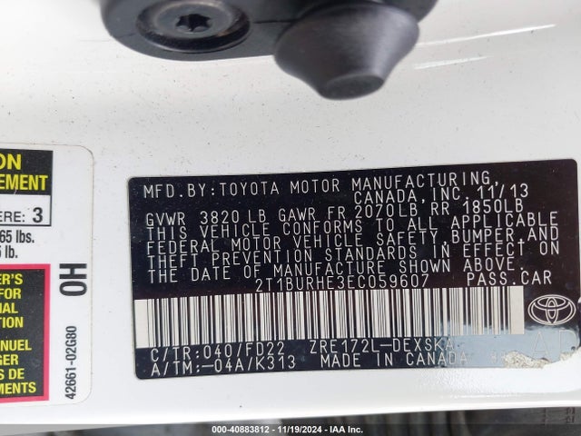 Toyota Corolla S Plus 2014 2T1BURHE3EC059607 Image 9