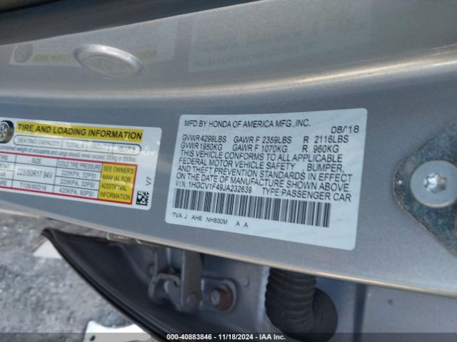 1HGCV1F49JA232639 Honda ACCORD EX