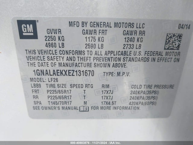 Chevrolet EQUINOX LS 2014 1GNALAEKXEZ131670 Image 9