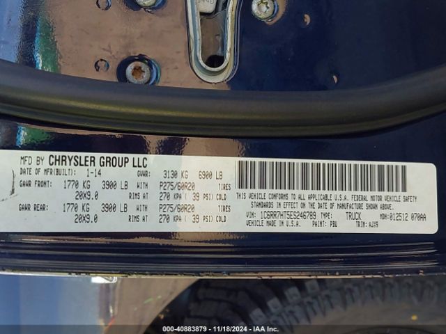 1C6RR7HT5ES246789 RAM 1500 Sport