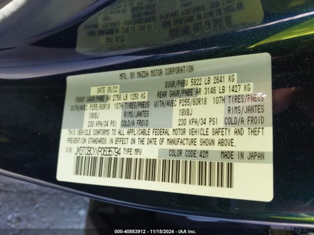 JM3TCBCYXP0635794 Mazda Cx-9 Touring