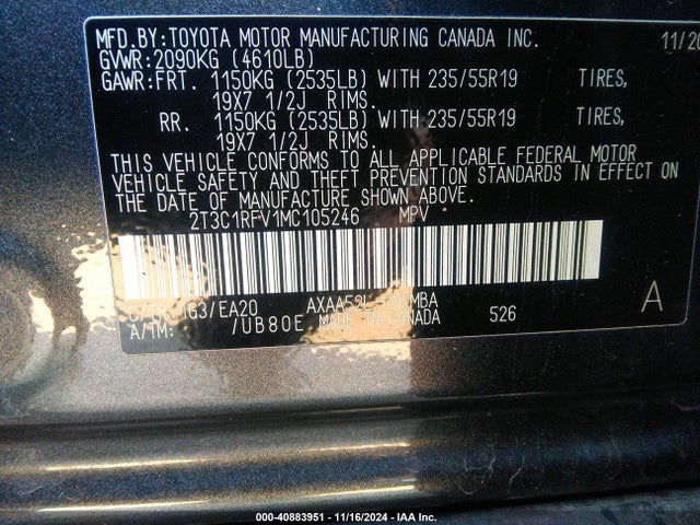 Toyota Rav4 Xle Premium 2021 2T3C1RFV1MC105246 Image 9