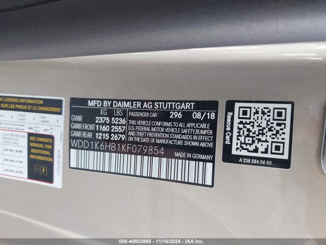 WDD1K6HB1KF079854 Mercedes-Benz E 450