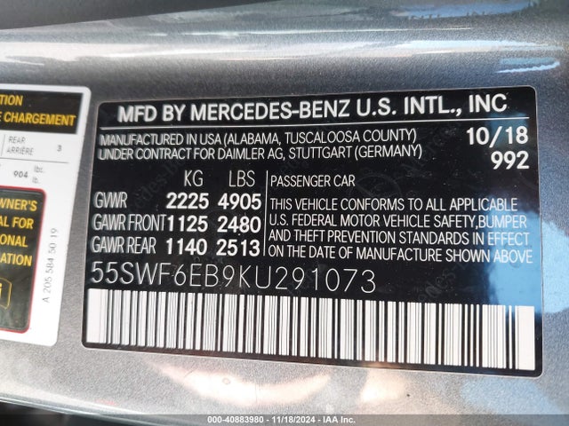 55SWF6EB9KU291073 Mercedes-Benz Amg C 43 4matic