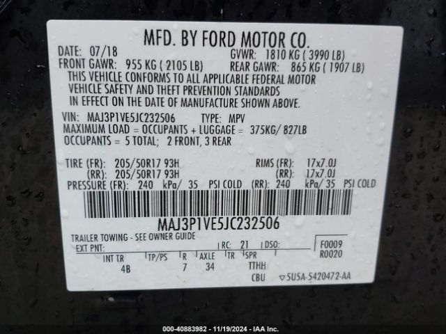 MAJ3P1VE5JC232506 Ford Ecosport Titanium
