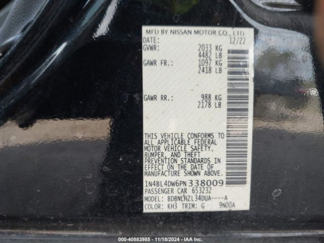 1N4BL4DW6PN338009 Nissan Altima Sv Intelligent Awd