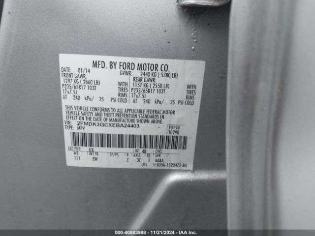 2FMDK3GCXEBA24403 Ford EDGE SE