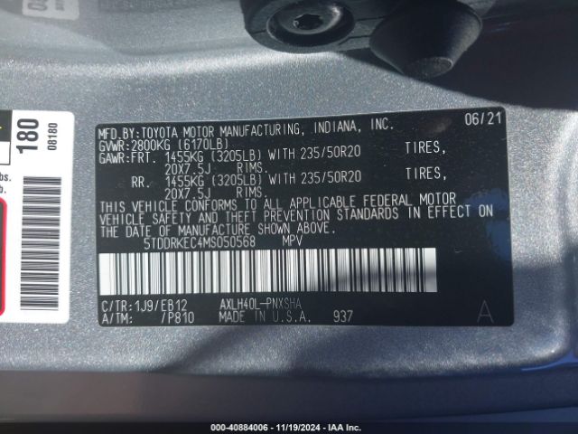 5TDDRKEC4MS050568 Toyota Sienna Xse