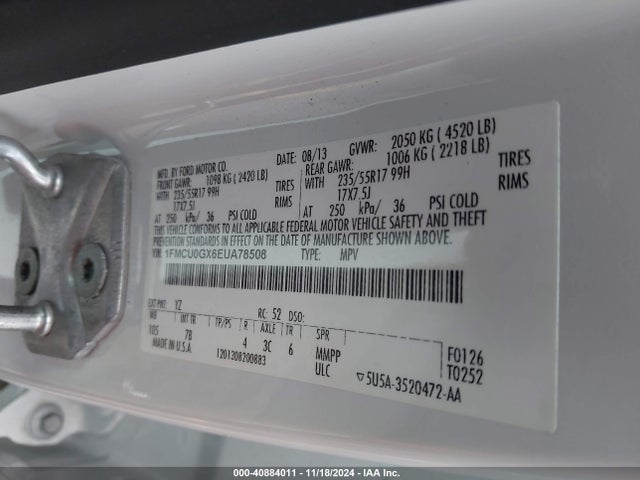 Ford ESCAPE SE 2014 1FMCU0GX6EUA78508 Image 9