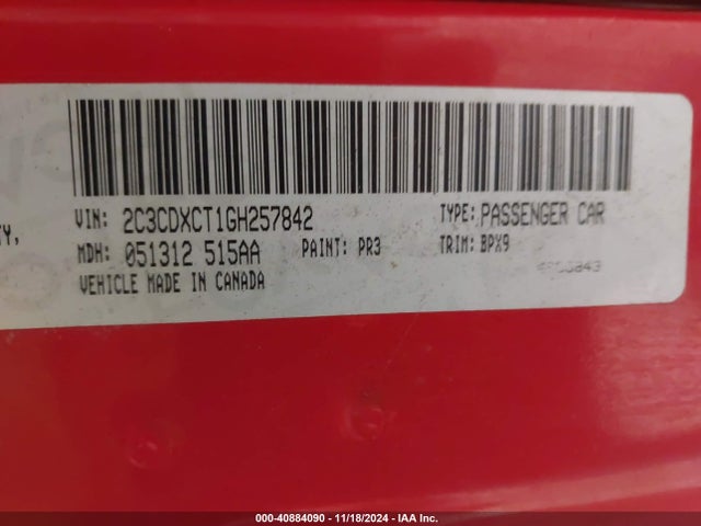 2C3CDXCT1GH257842 Dodge CHARGER R/T