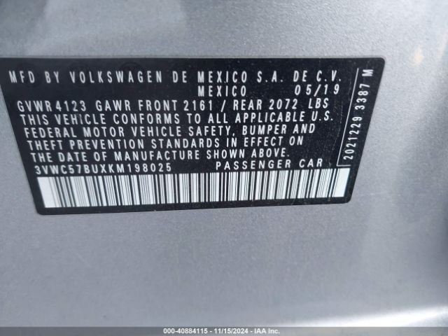 3VWC57BUXKM198025 Volkswagen Jetta 1.4t R-line/1.4t S/1.4t Se