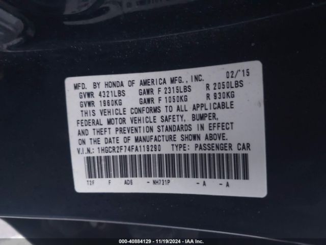1HGCR2F74FA119290 Honda ACCORD EX