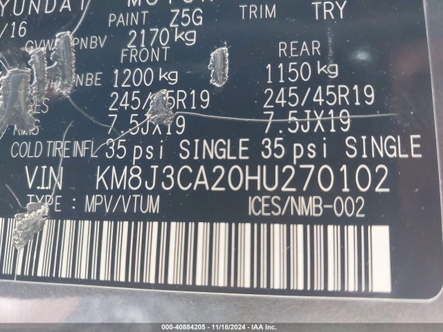 Hyundai TUCSON SE 2017 KM8J3CA20HU270102 Image 9