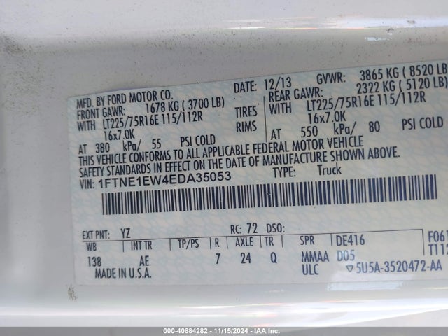 Ford E-150 Commercial 2014 1FTNE1EW4EDA35053 Image 9
