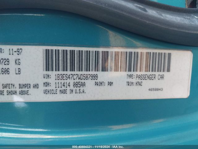 1998 DODGE NEON 1B3ES47C7WD587999 Photo 8
