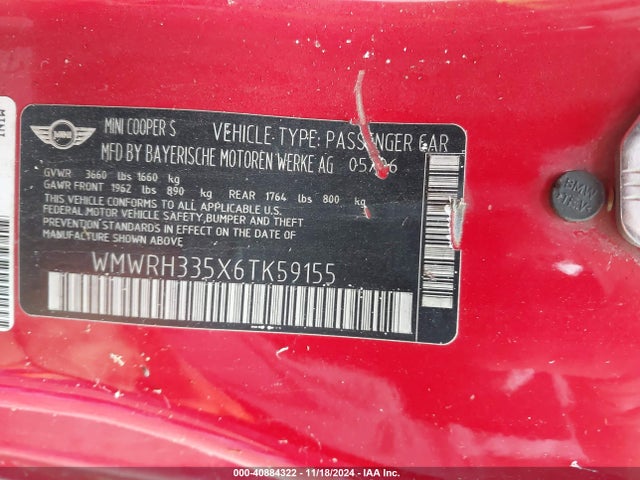 2006 MINI COOPER S WMWRH335X6TK59155 Photo 8