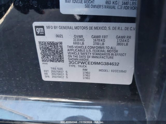3GCPWCED9MG384632 Chevrolet Silverado 1500 2wd  Short Bed Lt