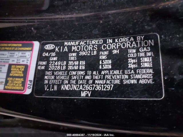 KIA Soul 2016 KNDJN2A26G7361297 Image 9