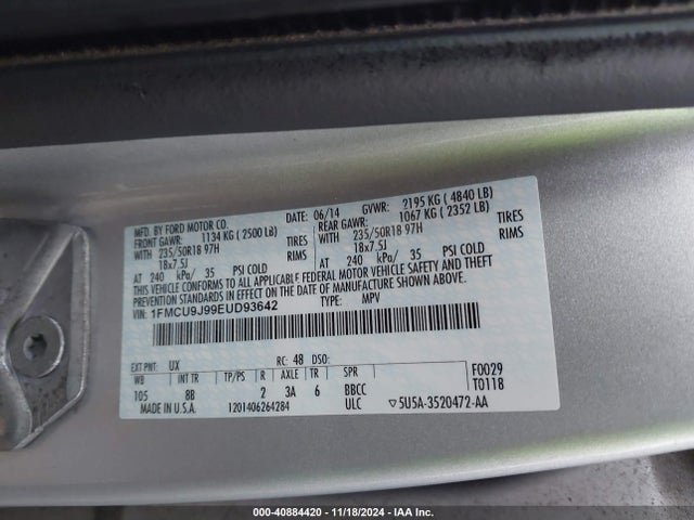 Ford Escape Titanium 2014 1FMCU9J99EUD93642 Image 9