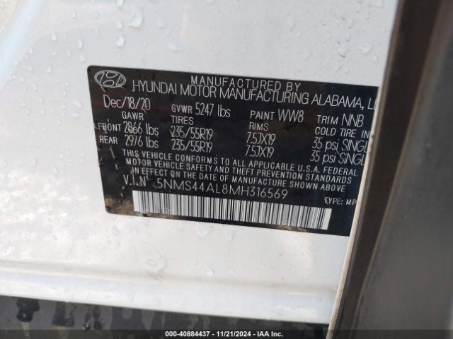 5NMS44AL8MH316569 Hyundai Santa Fe Limited
