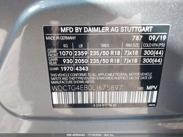 WDCTG4EB0LJ675897 Mercedes-Benz GLA 250