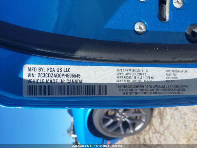 2C3CDZAG0PH596545 Dodge Challenger Sxt