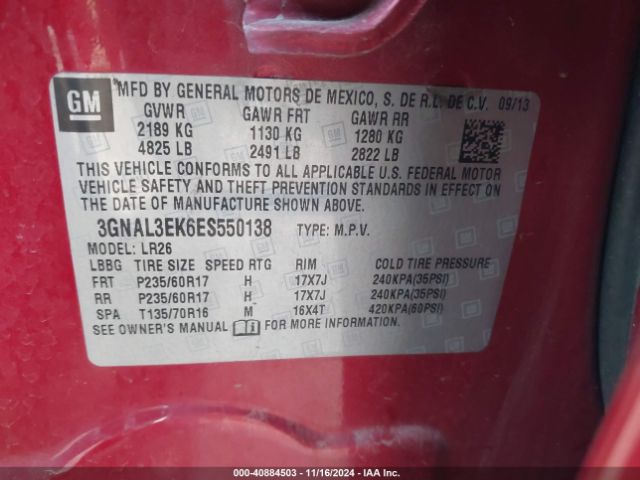 3GNAL3EK6ES550138 Chevrolet Captiva Sport Lt