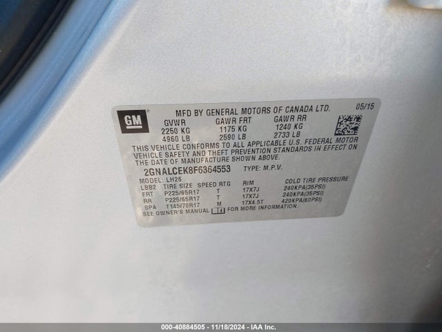 Chevrolet Equinox 2lt 2015 2GNALCEK8F6364553 Image 9