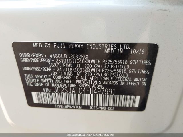 JF2SJATC4HH497991 Subaru Forester 2.5i Touring