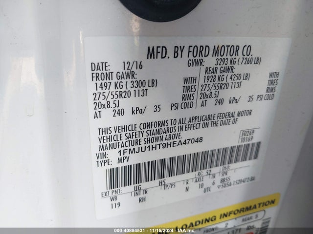 Ford Expedition King Ranch 2017 1FMJU1HT9HEA47048 Image 9