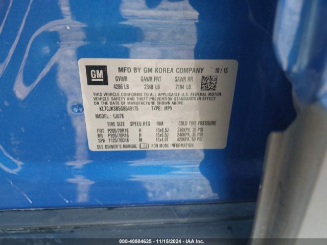 KL7CJKSB5GB549175 Chevrolet Trax 1ls