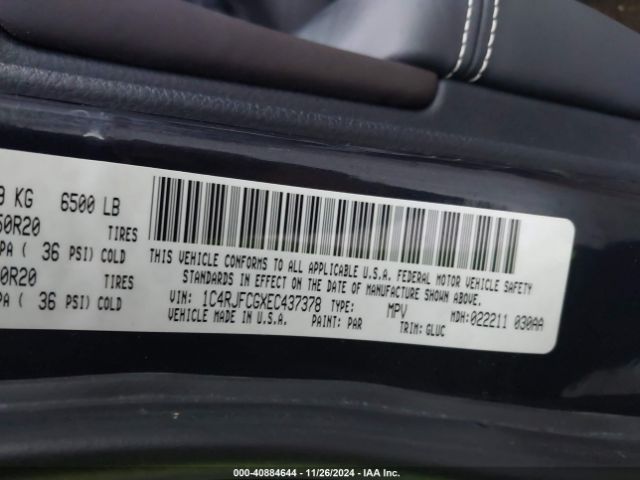 1C4RJFCGXEC437378 Jeep Grand Cherokee Overland