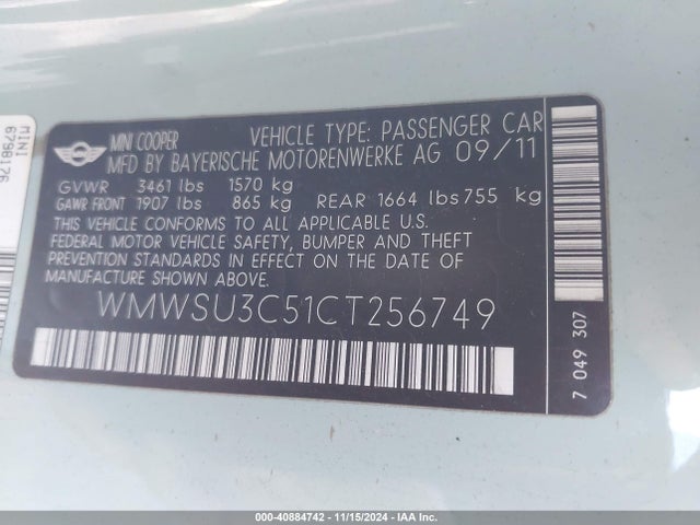2012 MINI COOPER WMWSU3C51CT256749 Photo 8