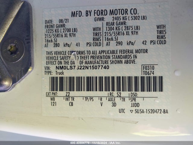 Ford Transit Connect Xl Cargo Van 2022 NM0LS7S22N1507740 Image 9